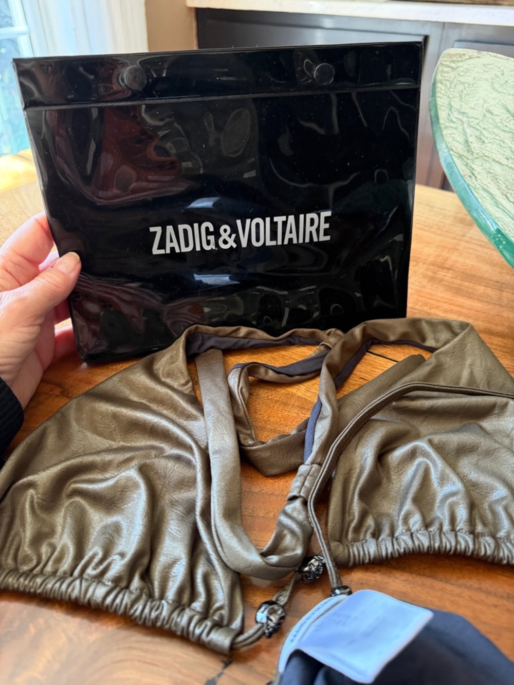 Zadig & Voltaire Leather look with Skull Bead Triangle Bikini Set